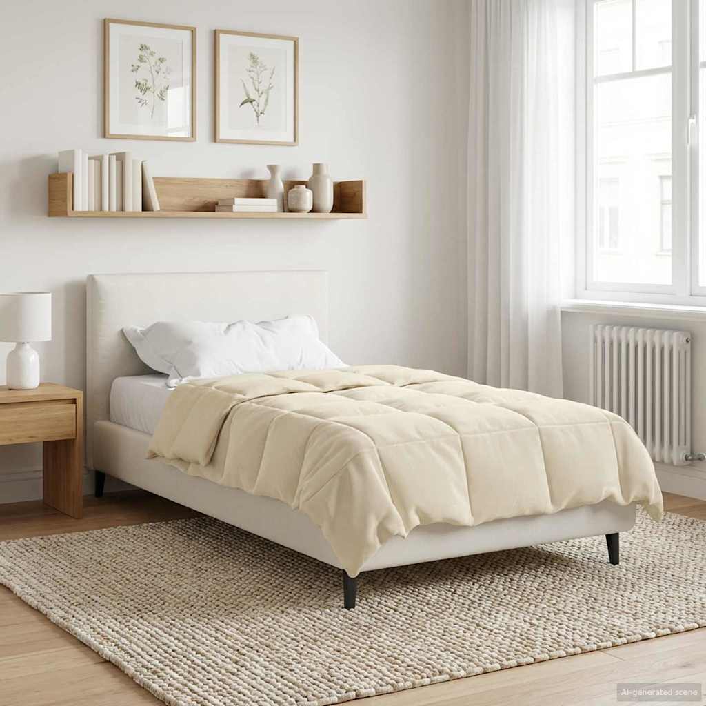 vidaXL Kołdra na cały rok Kwiłtowany Kremowy 155 x 220 cm Mikrofibra