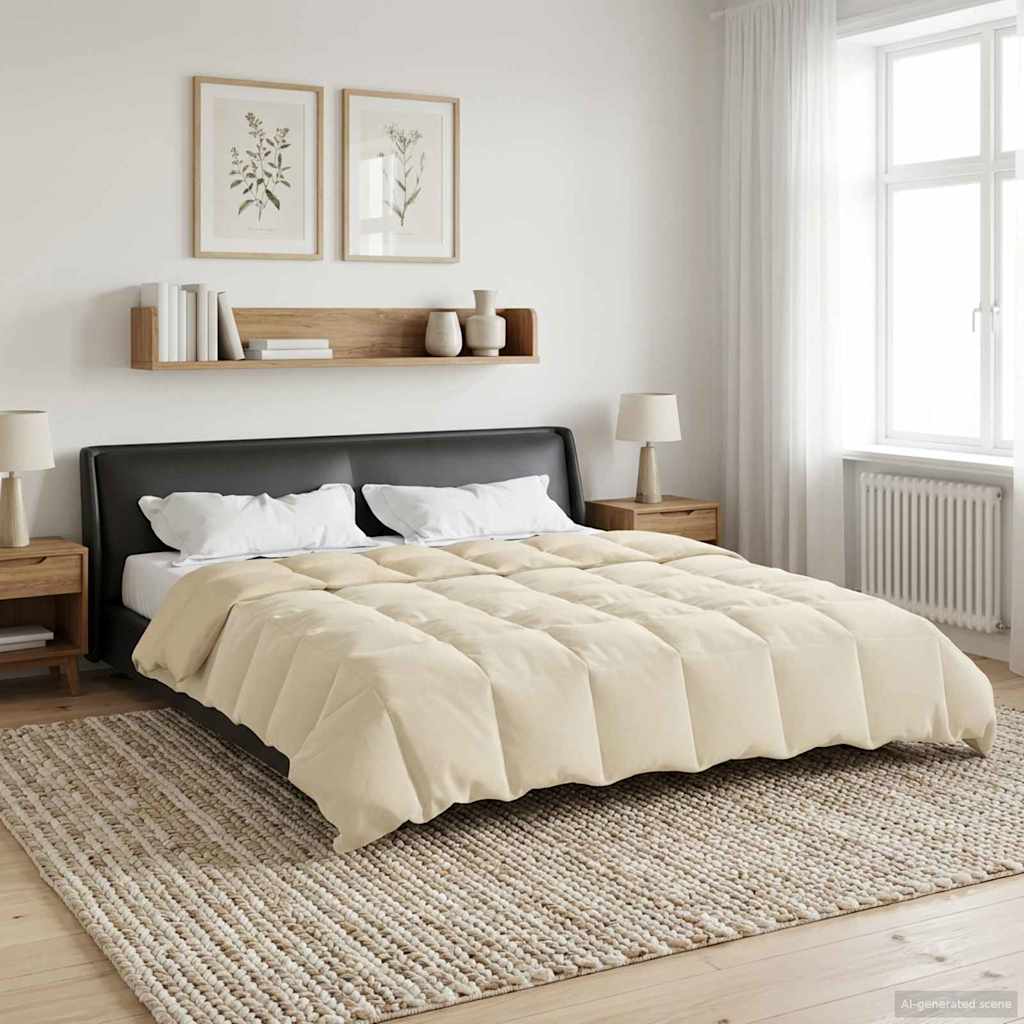 vidaXL Kołdra na cały rok Kwiłtowany Kremowy 200 x 220 cm Mikrofibra