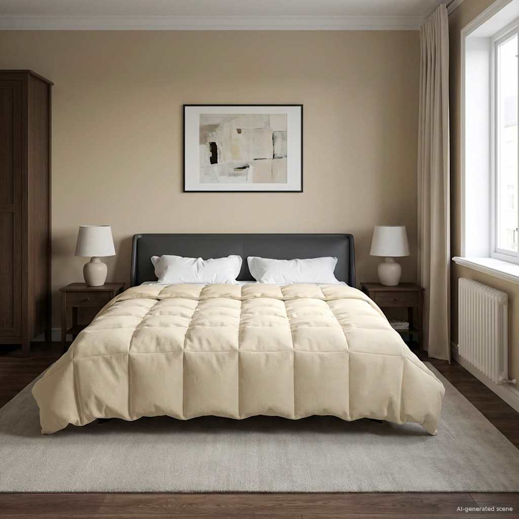 vidaXL Kołdra na cały rok Kwiłtowany Kremowy 200 x 220 cm Mikrofibra