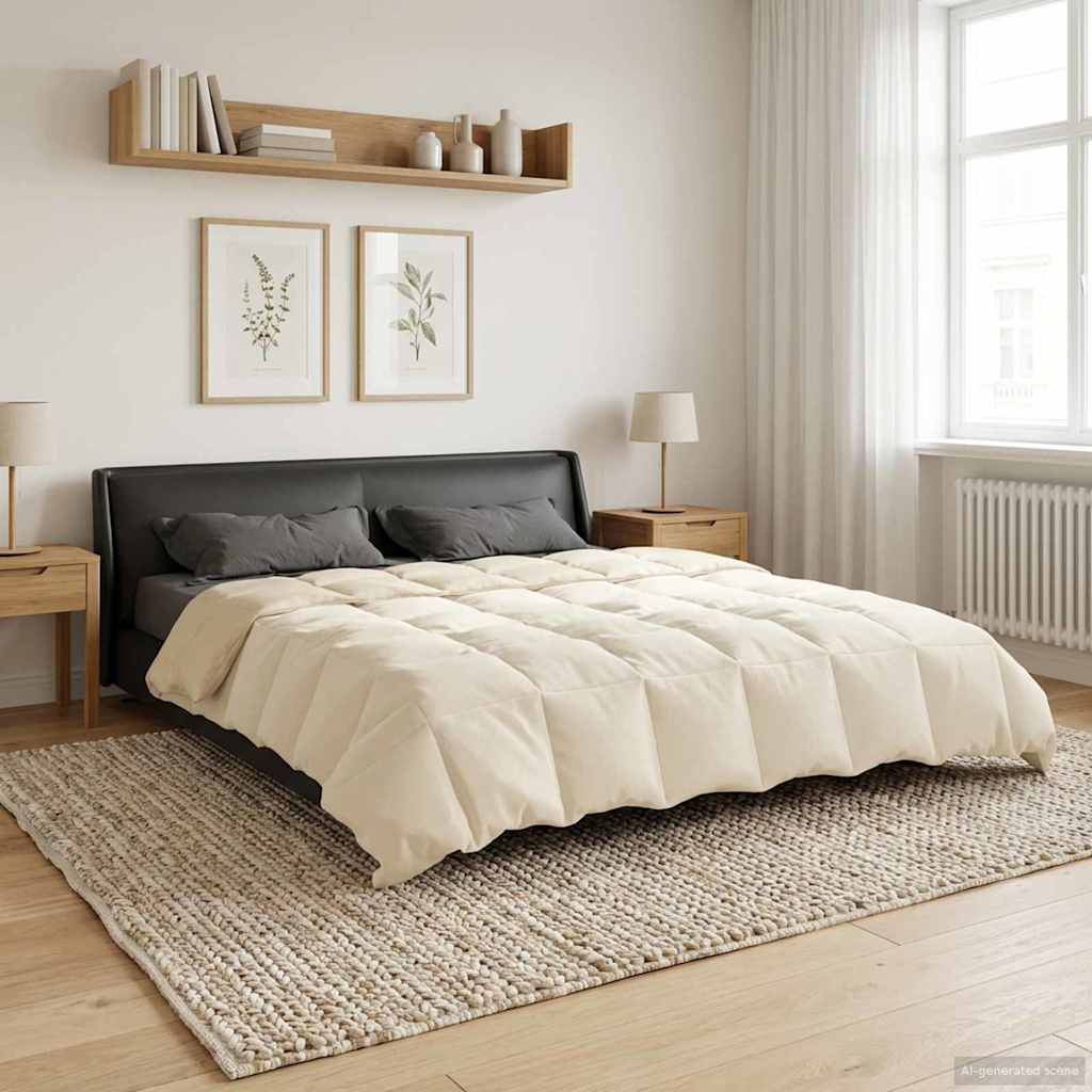 vidaXL Kołdra na cały rok Kwiłtowany Kremowy 220 x 240 cm Mikrofibra