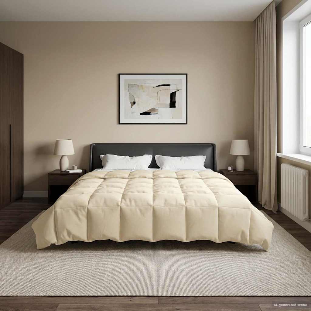vidaXL Kołdra na cały rok Kwiłtowany Kremowy 220 x 240 cm Mikrofibra