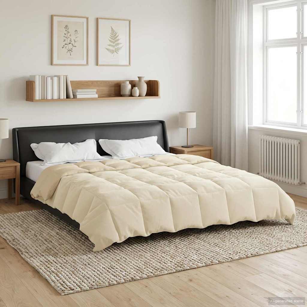 vidaXL Kołdra na cały rok Kwiłtowany Kremowy 220 x 260 cm Mikrofibra