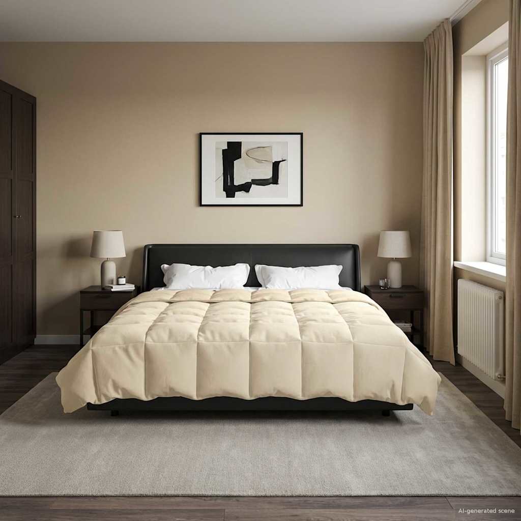 vidaXL Kołdra na cały rok Kwiłtowany Kremowy 220 x 260 cm Mikrofibra