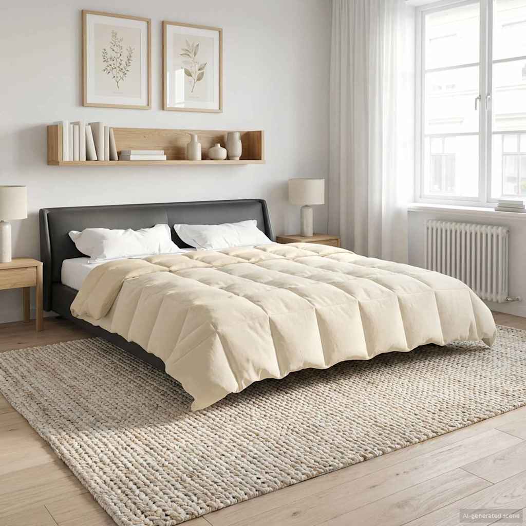 vidaXL Kołdra na cały rok Kwiłtowany Kremowy 240 x 260 cm Mikrofibra