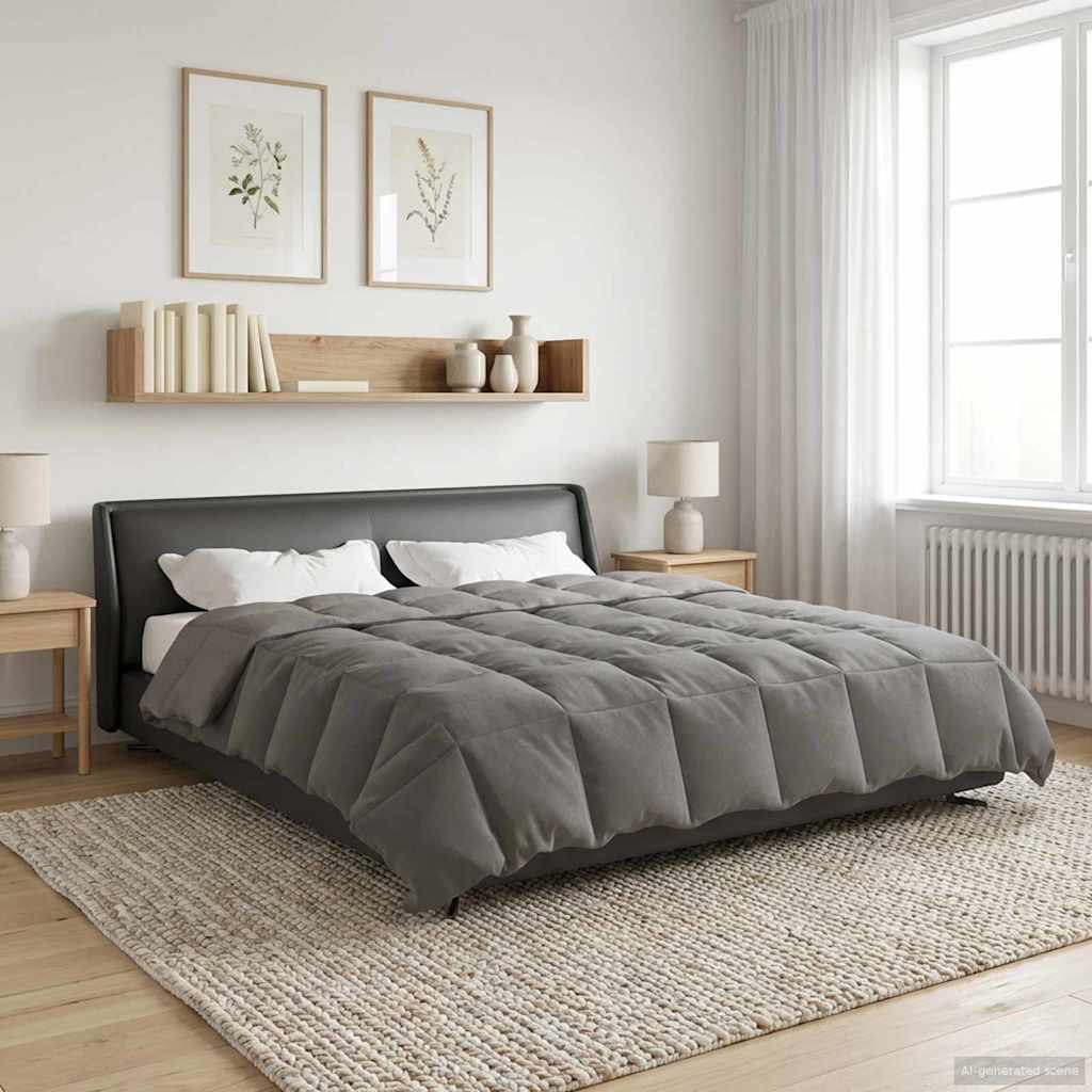 vidaXL Zimowa Kołdra Kwiłtowany Jasnoszary 200 x 200 cm Mikrofibra