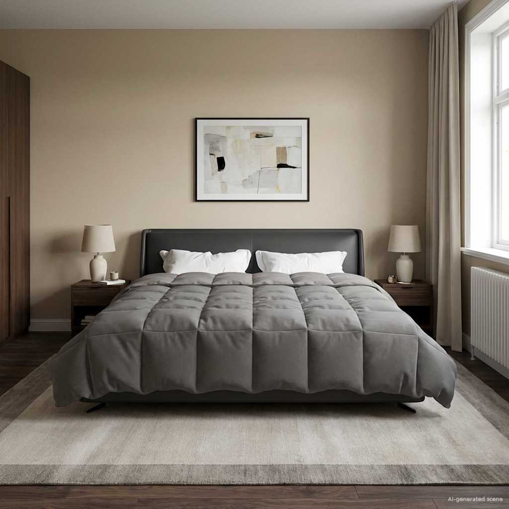 vidaXL Zimowa Kołdra Kwiłtowany Jasnoszary 200 x 200 cm Mikrofibra
