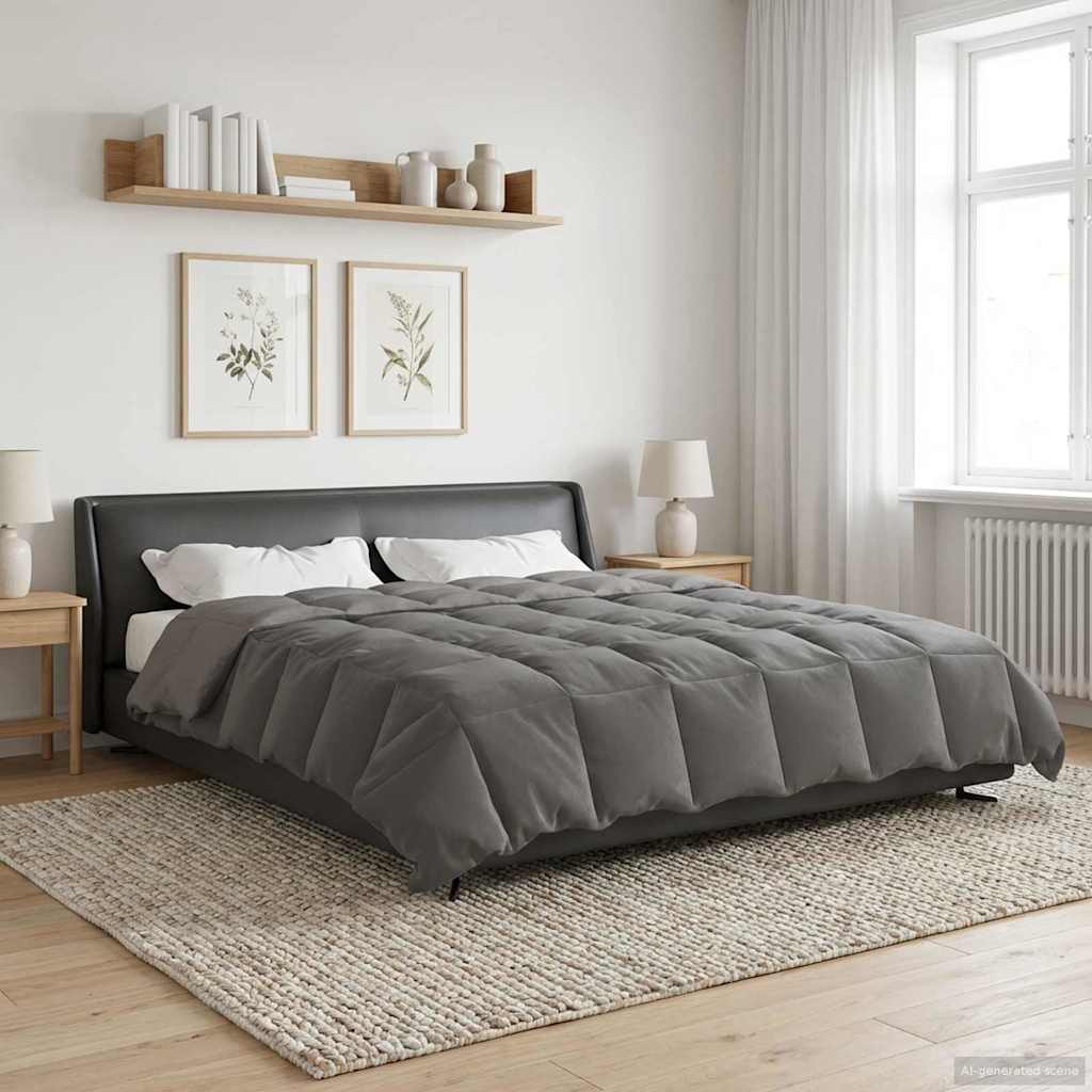 vidaXL Zimowa Kołdra Kwiłtowany Jasnoszary 200 x 240 cm Mikrofibra