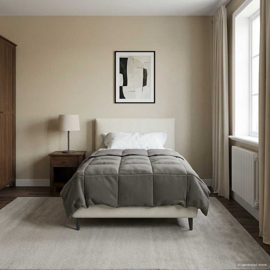 vidaXL Zimowa Kołdra Kwiłtowany Jasnoszary 140 x 220 cm Mikrofibra