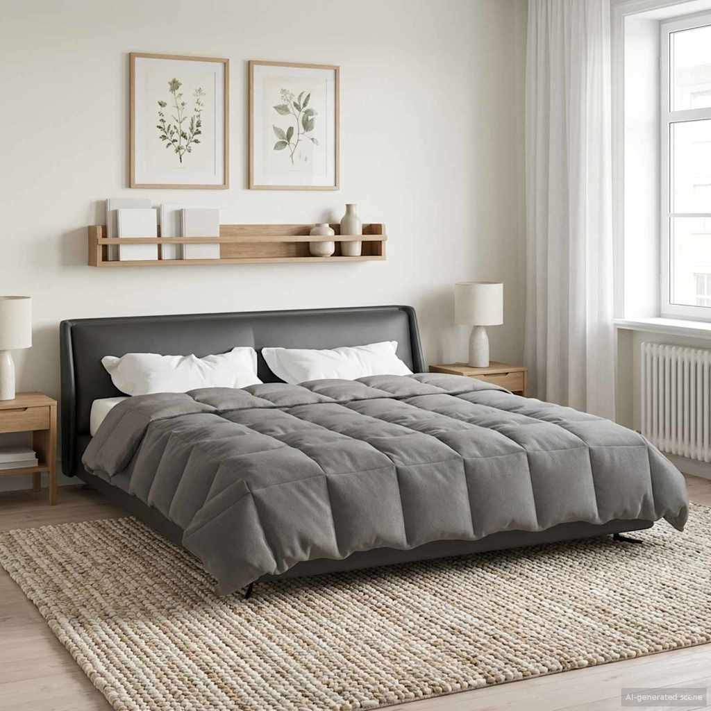 vidaXL Zimowa Kołdra Kwiłtowany Jasnoszary 200 x 220 cm Mikrofibra