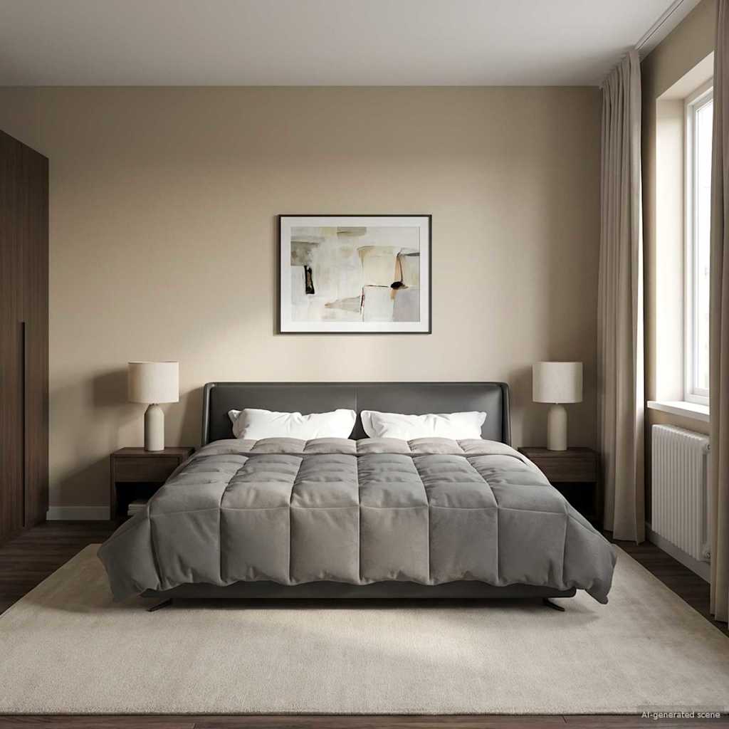 vidaXL Zimowa Kołdra Kwiłtowany Jasnoszary 200 x 220 cm Mikrofibra