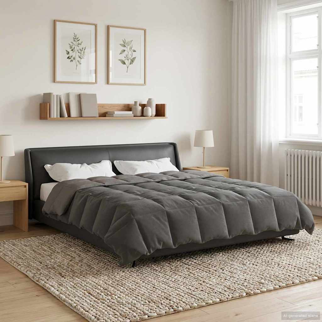 vidaXL Zimowa Kołdra Kwiłtowany Jasnoszary 220 x 240 cm Mikrofibra