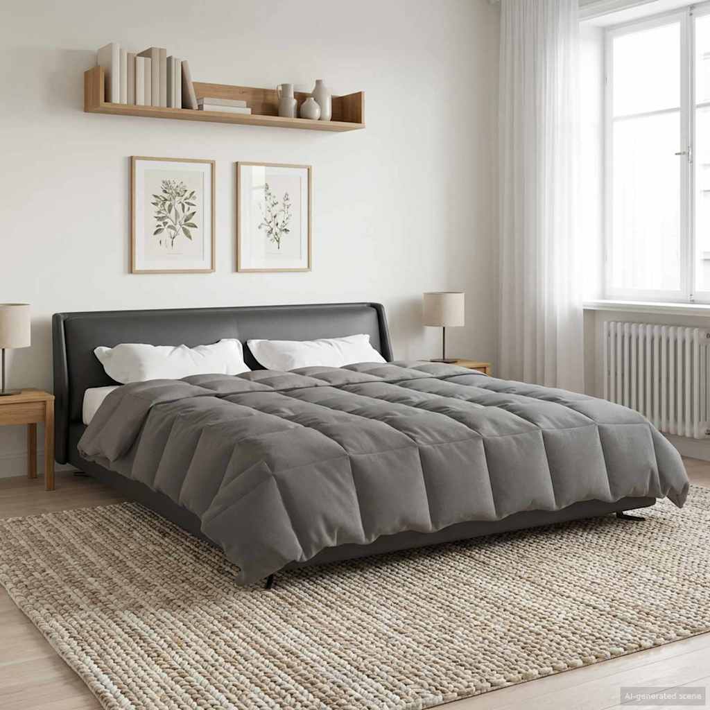 vidaXL Zimowa Kołdra Kwiłtowany Jasnoszary 220 x 260 cm Mikrofibra
