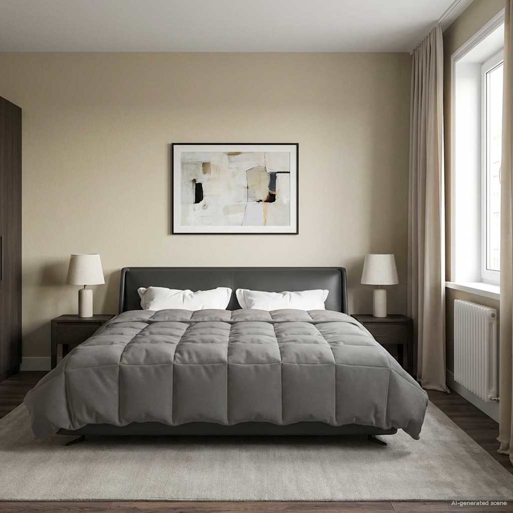 vidaXL Zimowa Kołdra Kwiłtowany Jasnoszary 220 x 260 cm Mikrofibra