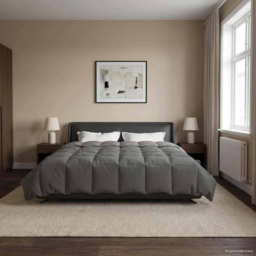 vidaXL Zimowa Kołdra Kwiłtowany Jasnoszary 240 x 260 cm Mikrofibra