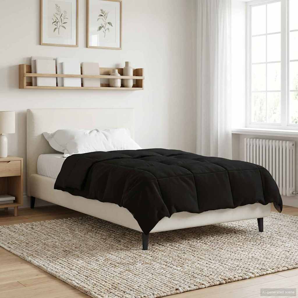 vidaXL Zimowa Kołdra Kwiłtowany Czarny 140 x 220 cm Mikrofibra