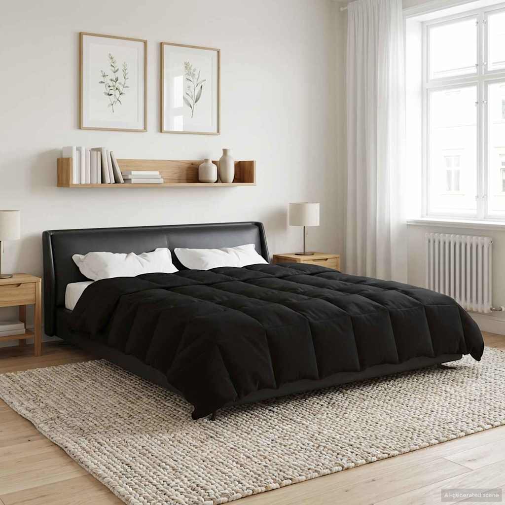 vidaXL Zimowa Kołdra Kwiłtowany Czarny 240 x 260 cm Mikrofibra