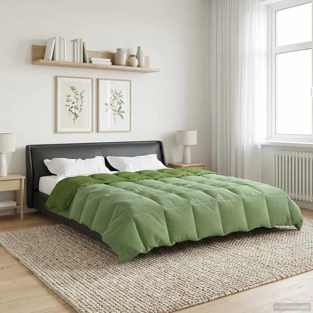 vidaXL Zimowa Kołdra Kwiłtowany Zielony 200 x 200 cm Mikrofibra