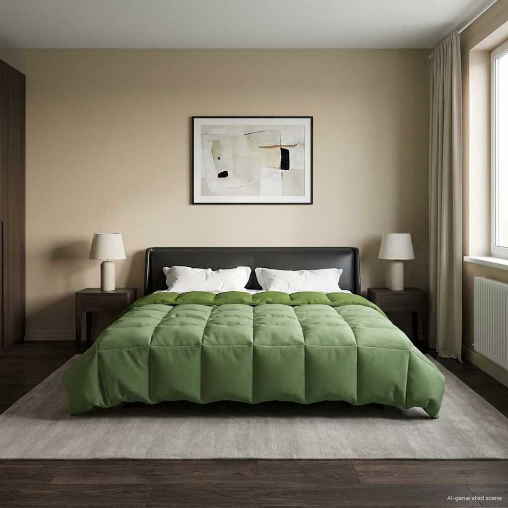 vidaXL Zimowa Kołdra Kwiłtowany Zielony 200 x 200 cm Mikrofibra