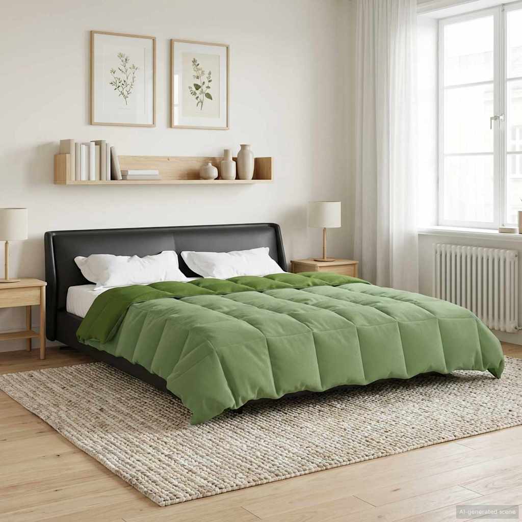 vidaXL Zimowa Kołdra Kwiłtowany Zielony 200 x 240 cm Mikrofibra