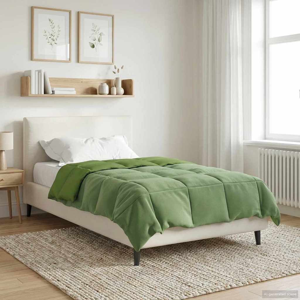 vidaXL Zimowa Kołdra Kwiłtowany Zielony 135 x 200 cm Mikrofibra