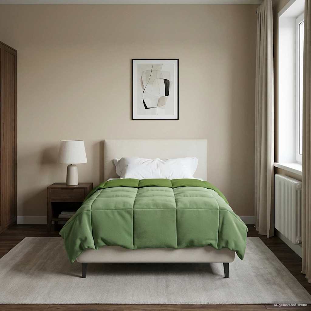 vidaXL Zimowa Kołdra Kwiłtowany Zielony 140 x 220 cm Mikrofibra