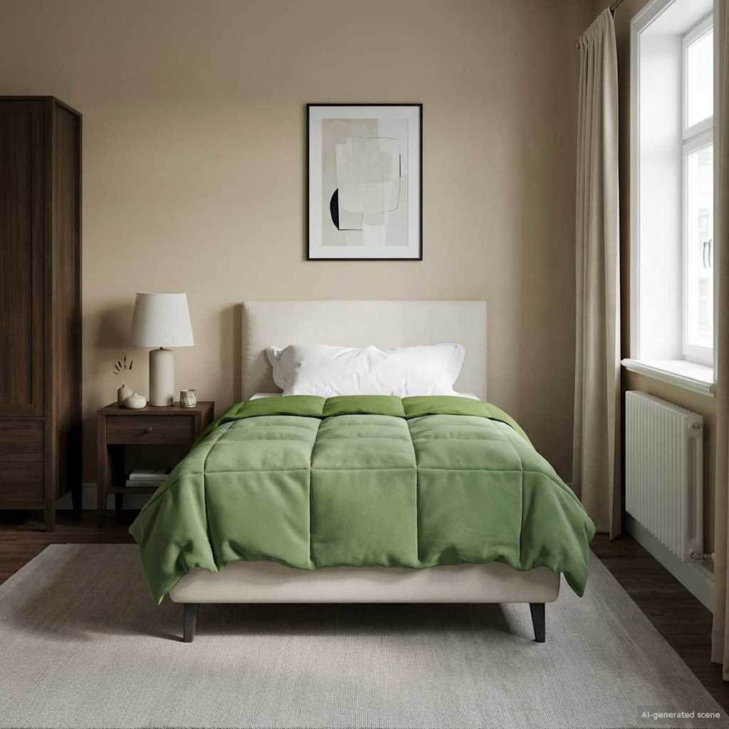 vidaXL Zimowa Kołdra Kwiłtowany Zielony 155 x 220 cm Mikrofibra