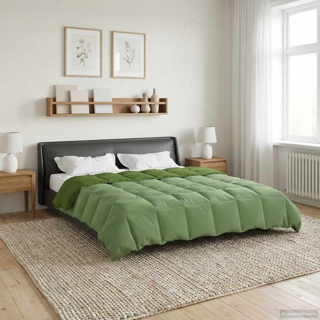 vidaXL Zimowa Kołdra Kwiłtowany Zielony 220 x 240 cm Mikrofibra