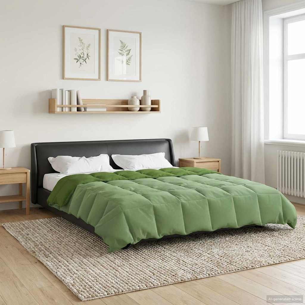 vidaXL Zimowa Kołdra Kwiłtowany Zielony 220 x 260 cm Mikrofibra