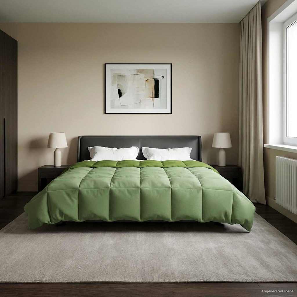 vidaXL Zimowa Kołdra Kwiłtowany Zielony 220 x 260 cm Mikrofibra