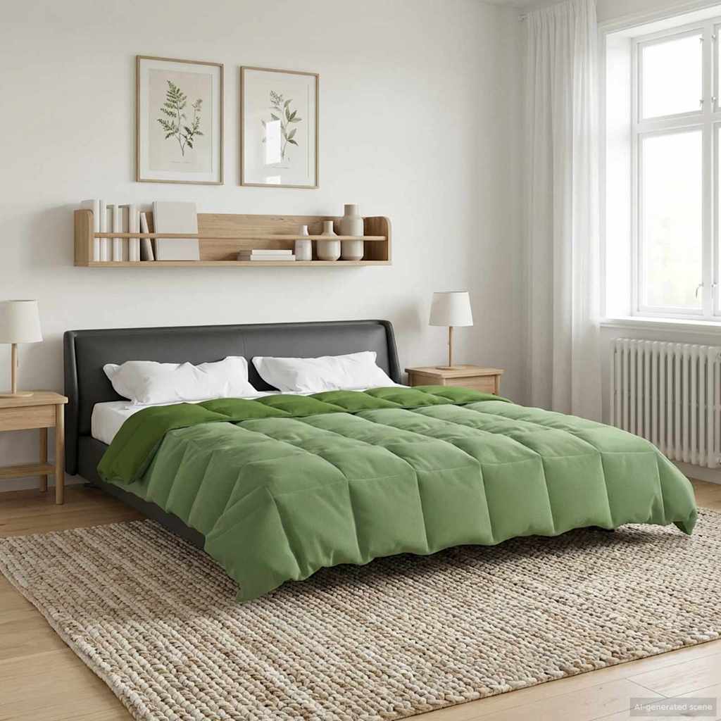 vidaXL Zimowa Kołdra Kwiłtowany Zielony 240 x 260 cm Mikrofibra