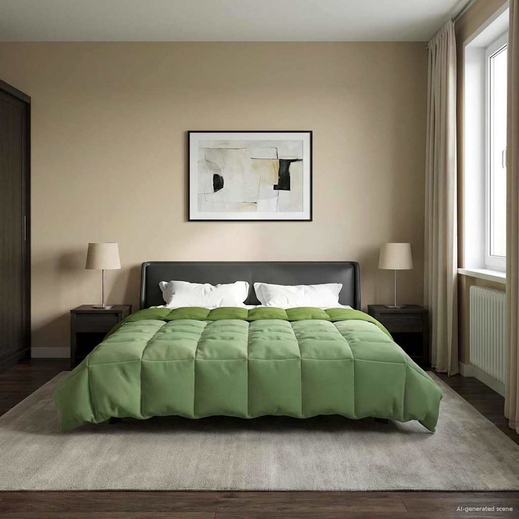 vidaXL Zimowa Kołdra Kwiłtowany Zielony 240 x 260 cm Mikrofibra
