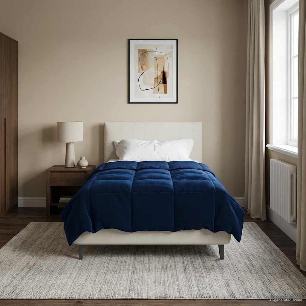 vidaXL Zimowa Kołdra Ciemnoniebieski 135 x 200 cm Mikrofibra