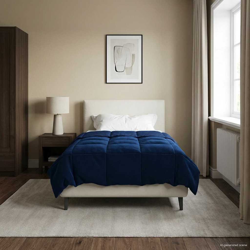 vidaXL Zimowa Kołdra Ciemnoniebieski 140 x 200 cm Mikrofibra