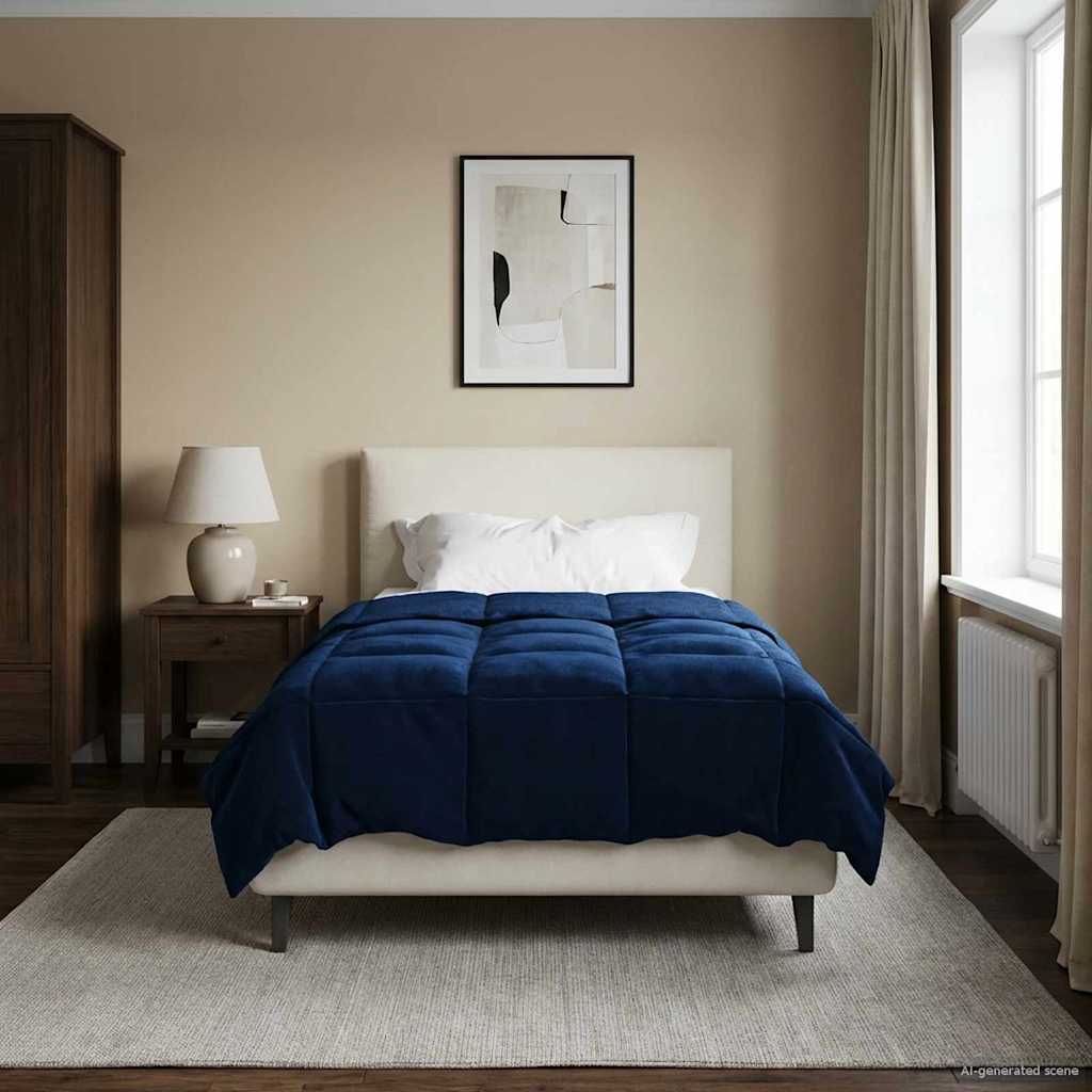vidaXL Zimowa Kołdra Ciemnoniebieski 155 x 200 cm Mikrofibra