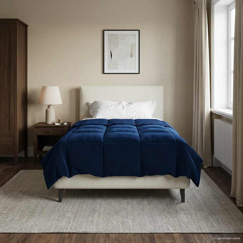 vidaXL Zimowa Kołdra Ciemnoniebieski 135 x 220 cm Mikrofibra