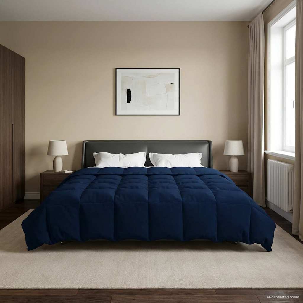 vidaXL Zimowa Kołdra Ciemnoniebieski 240 x 260 cm Mikrofibra