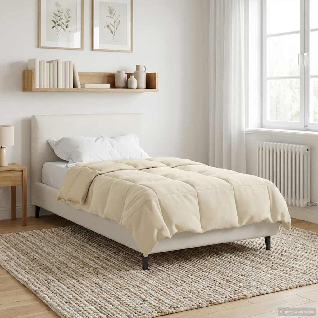 vidaXL Zimowa Kołdra Kwiłtowany Kremowy 135 x 200 cm Mikrofibra