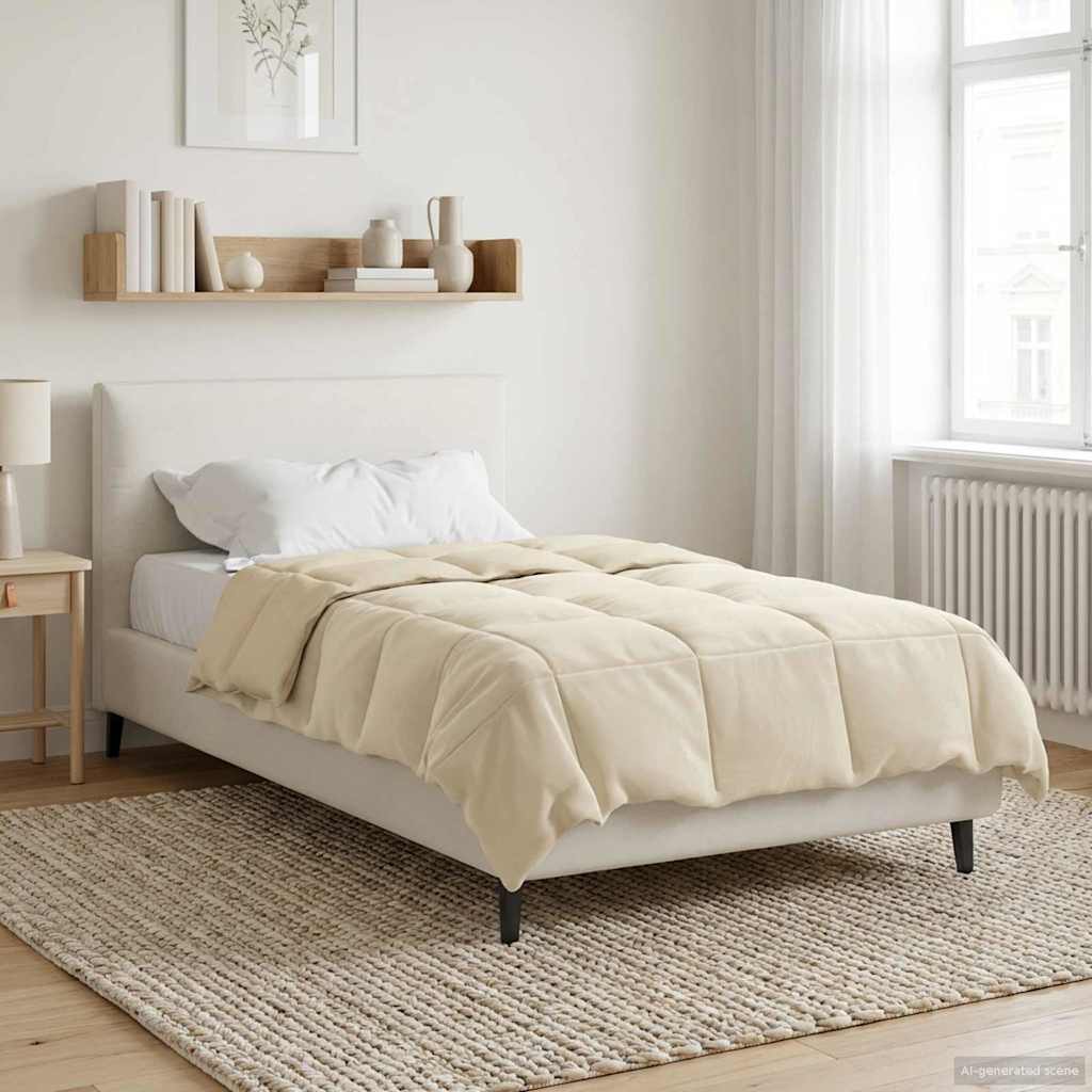 vidaXL Zimowa Kołdra Kwiłtowany Kremowy 140 x 200 cm Mikrofibra