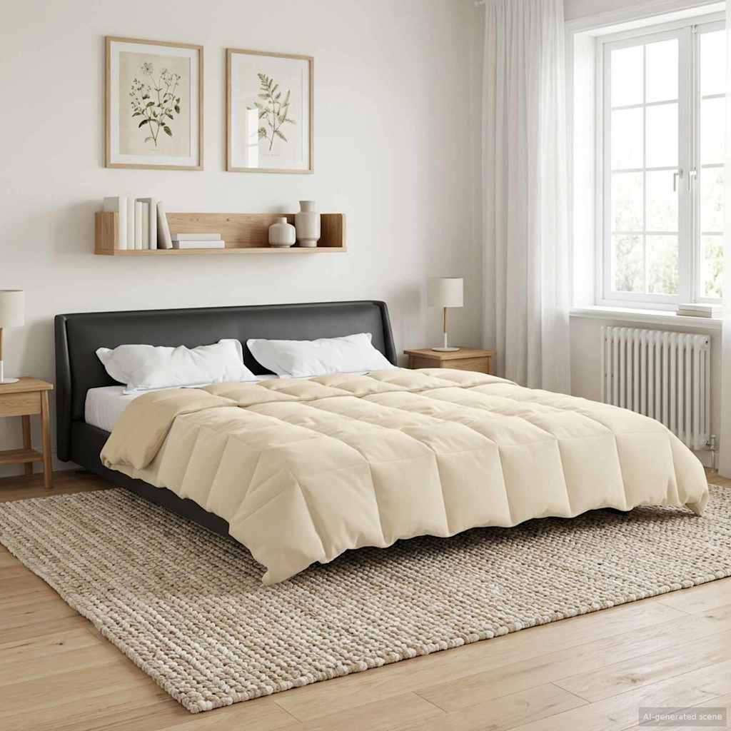 vidaXL Zimowa Kołdra Kwiłtowany Kremowy 200 x 200 cm Mikrofibra