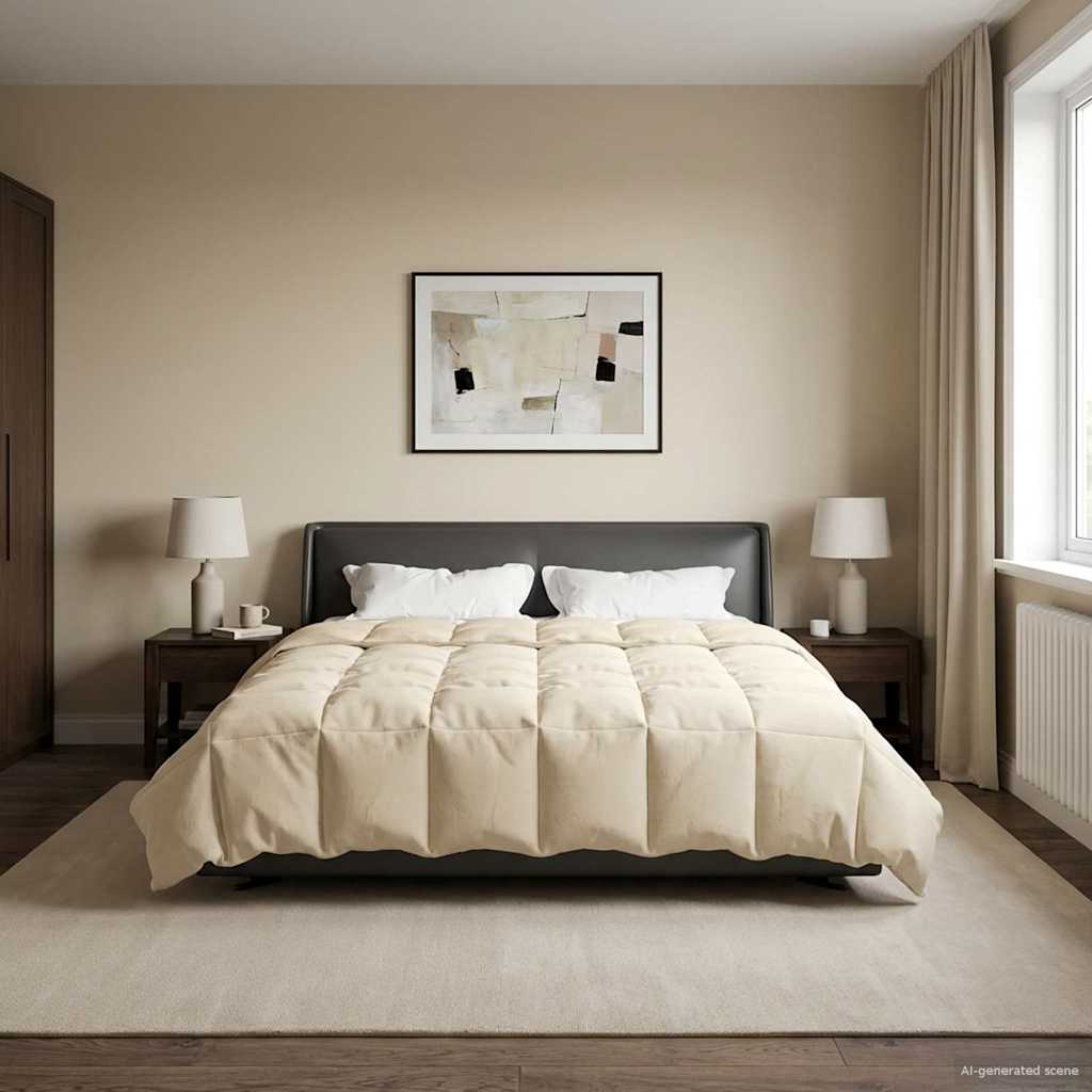 vidaXL Zimowa Kołdra Kwiłtowany Kremowy 200 x 200 cm Mikrofibra