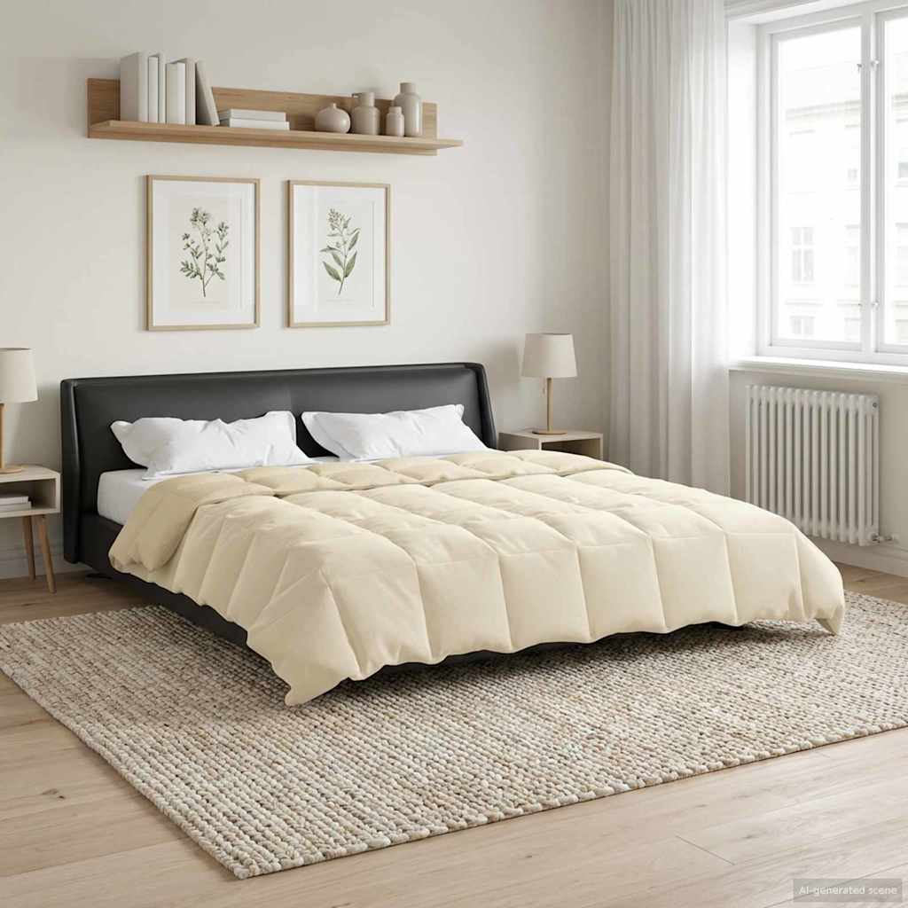 vidaXL Zimowa Kołdra Kwiłtowany Kremowy 200 x 240 cm Mikrofibra