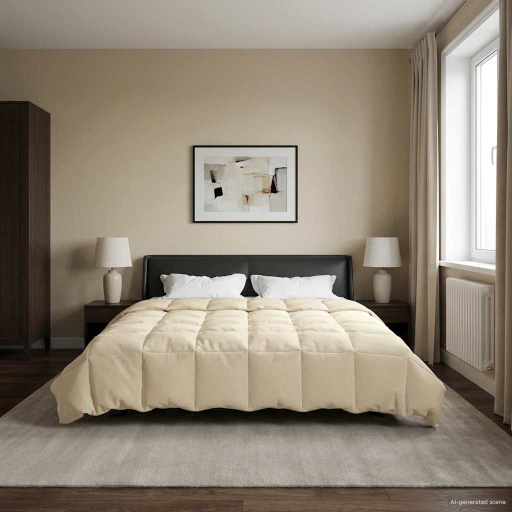 vidaXL Zimowa Kołdra Kwiłtowany Kremowy 200 x 240 cm Mikrofibra