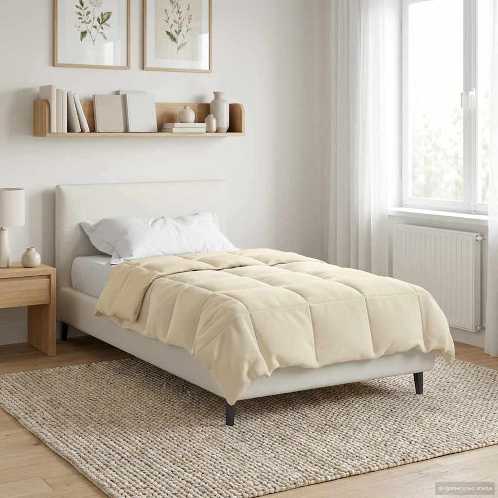 vidaXL Zimowa Kołdra Kwiłtowany Kremowy 135 x 220 cm Mikrofibra