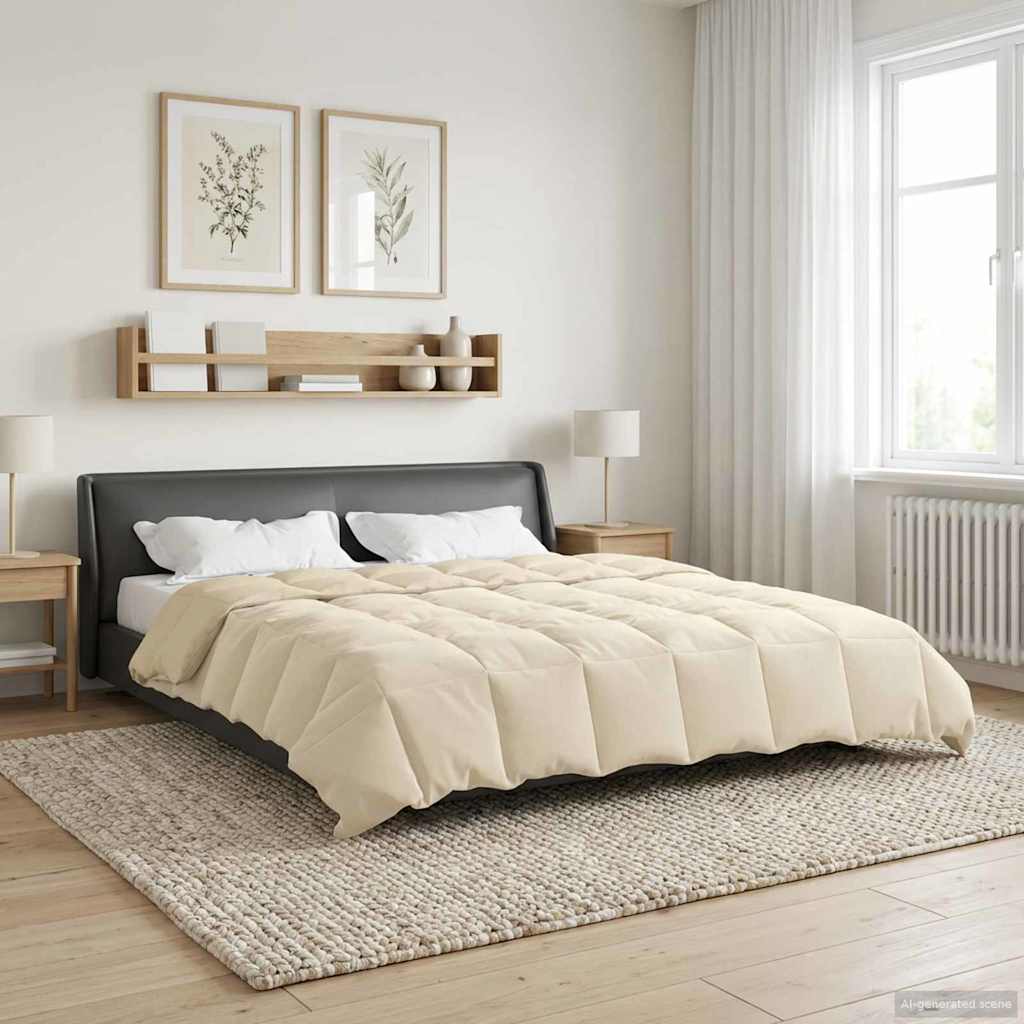 vidaXL Zimowa Kołdra Kwiłtowany Kremowy 200 x 220 cm Mikrofibra