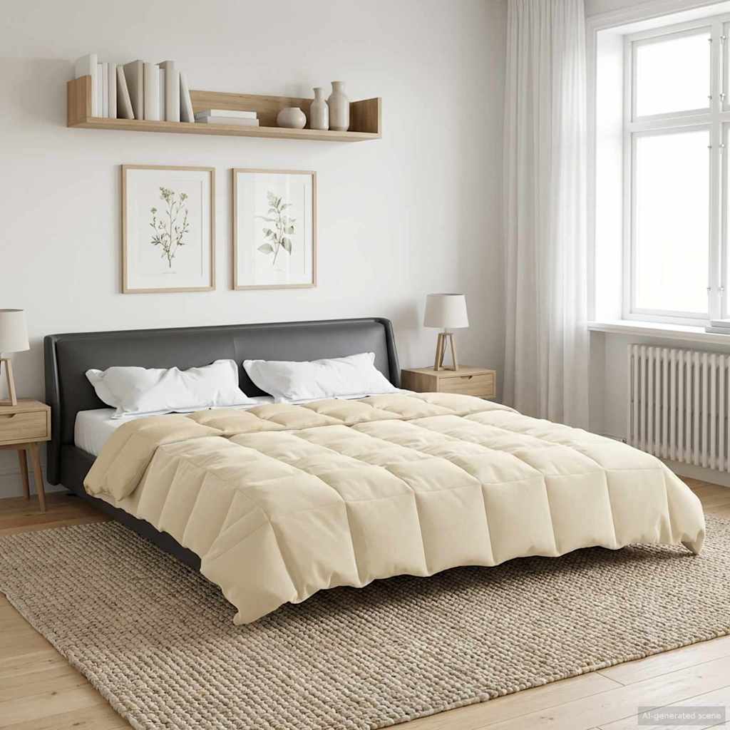 vidaXL Zimowa Kołdra Kwiłtowany Kremowy 220 x 240 cm Mikrofibra