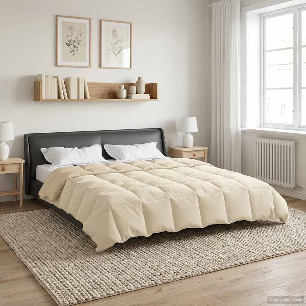 vidaXL Zimowa Kołdra Kwiłtowany Kremowy 220 x 260 cm Mikrofibra