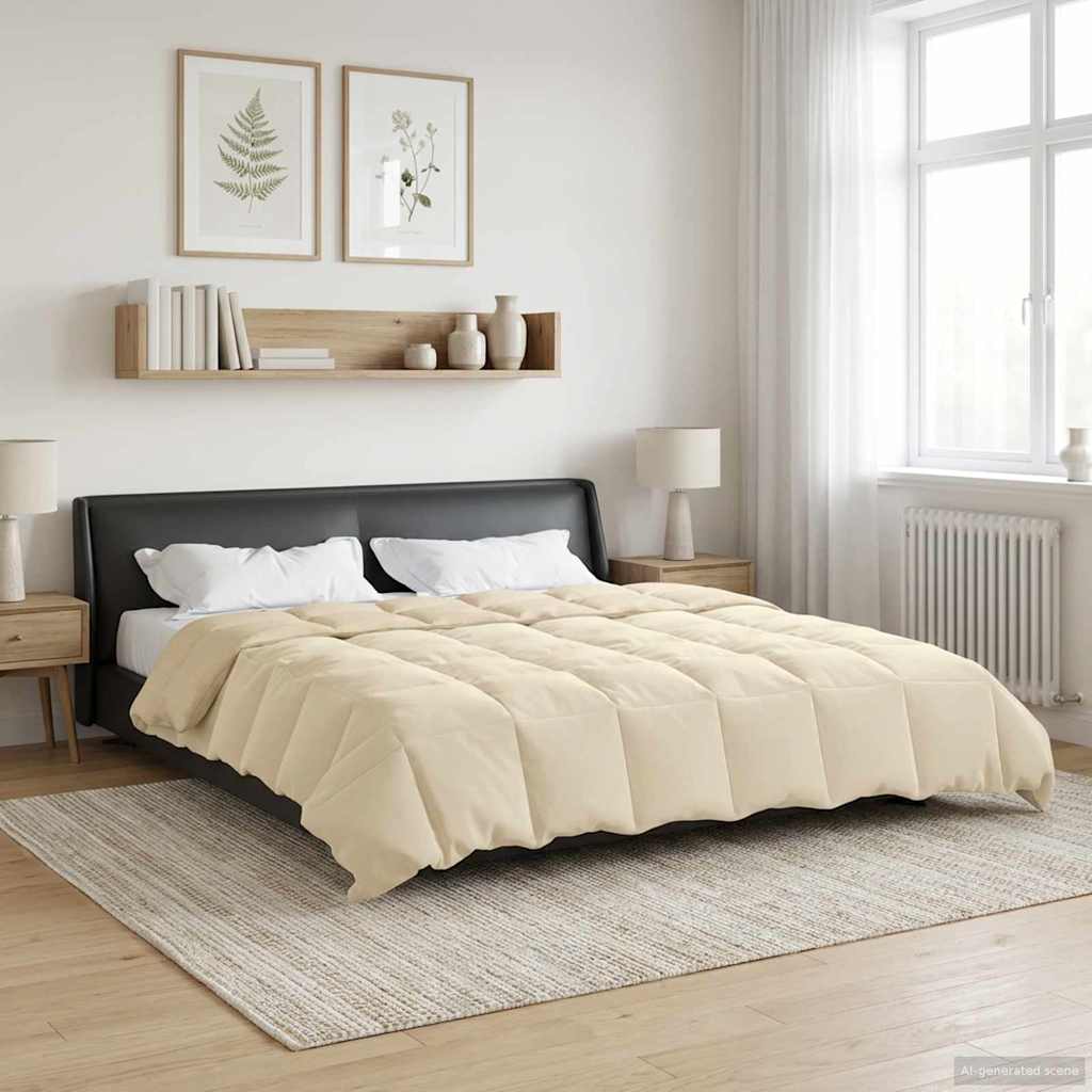 vidaXL Zimowa Kołdra Kwiłtowany Kremowy 240 x 260 cm Mikrofibra