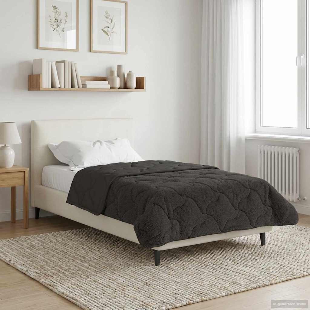 vidaXL Letni Kołdra Antracyt 135 x 200 cm Mikrofibra i Fleece Teddy