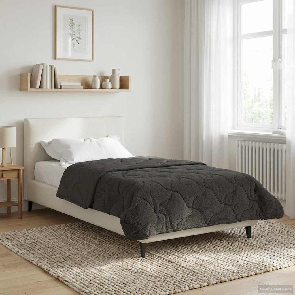 vidaXL Letni Kołdra Antracyt 140 x 220 cm Mikrofibra i Fleece Teddy