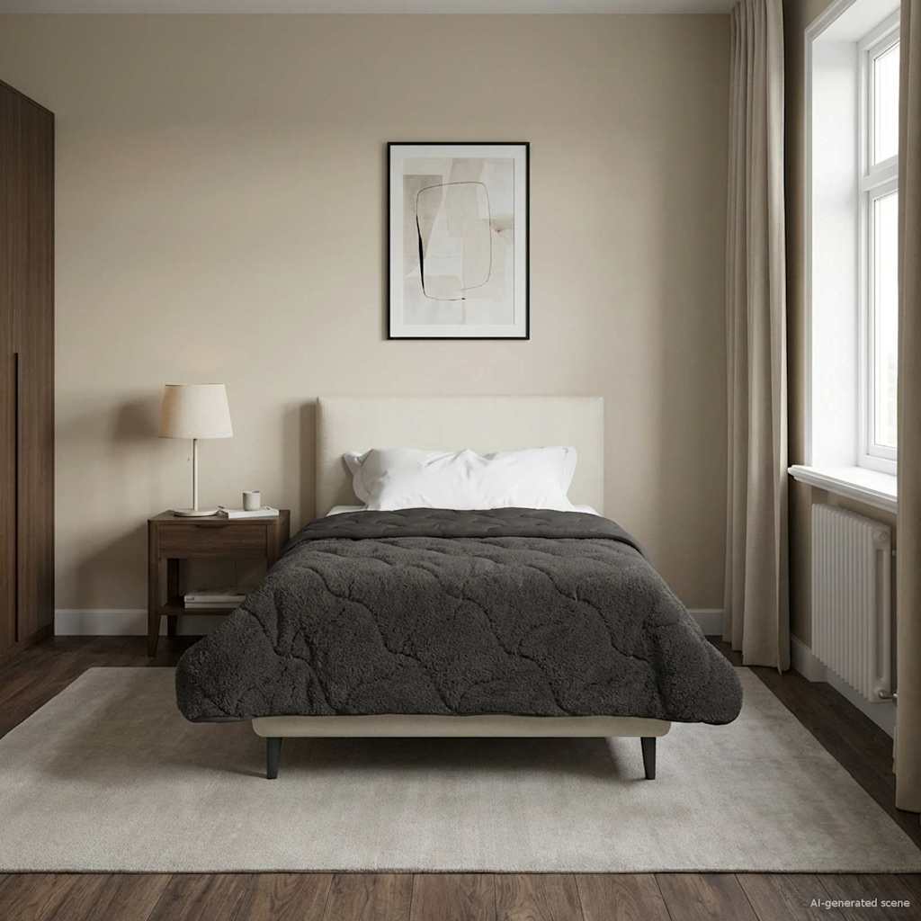 vidaXL Letni Kołdra Antracyt 140 x 220 cm Mikrofibra i Fleece Teddy